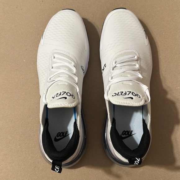 Nike Mens Air Max 270 Golf Shoes White Black Pure Platinum - Picture 6 of 8